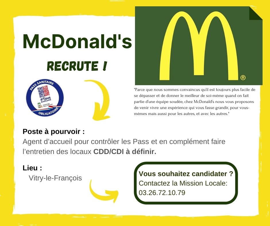 Offres d'emploi - mc donald's offre 2